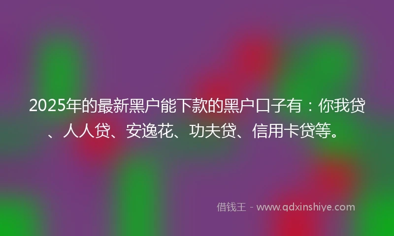 2025年的最新黑户能下款的黑户口子有：你我贷、人人贷、安逸花、功夫贷、信用卡贷等。