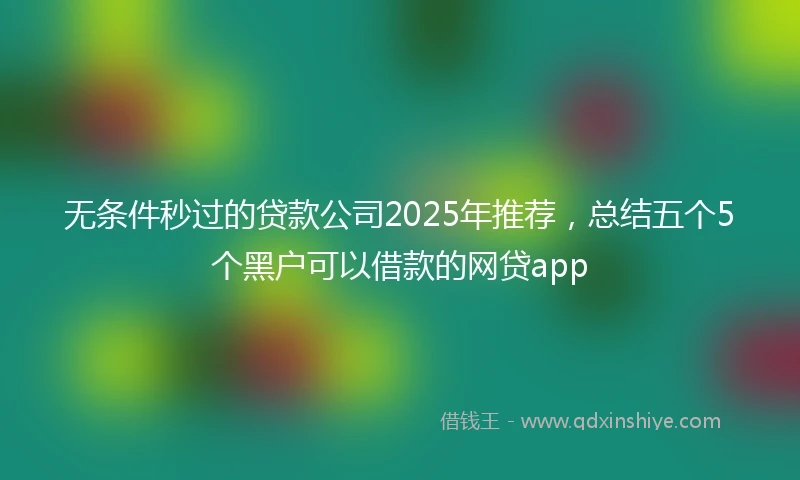 无条件秒过的贷款公司2025年推荐，总结五个5个黑户可以借款的网贷app