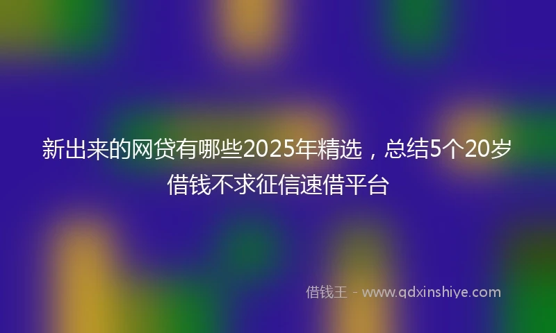 新出来的网贷有哪些2025年精选,总结5个20岁借钱不求征信速借平台
