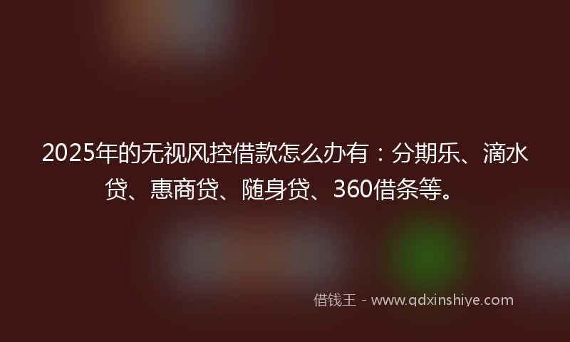 2025年的无视风控借款怎么办有：分期乐、滴水贷、惠商贷、随身贷、360借条等。