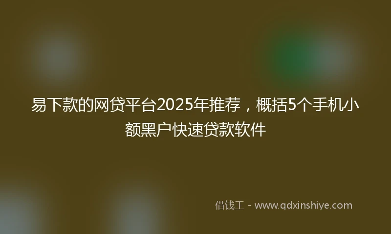 易下款的网贷平台2025年推荐，概括5个手机小额黑户快速贷款软件
