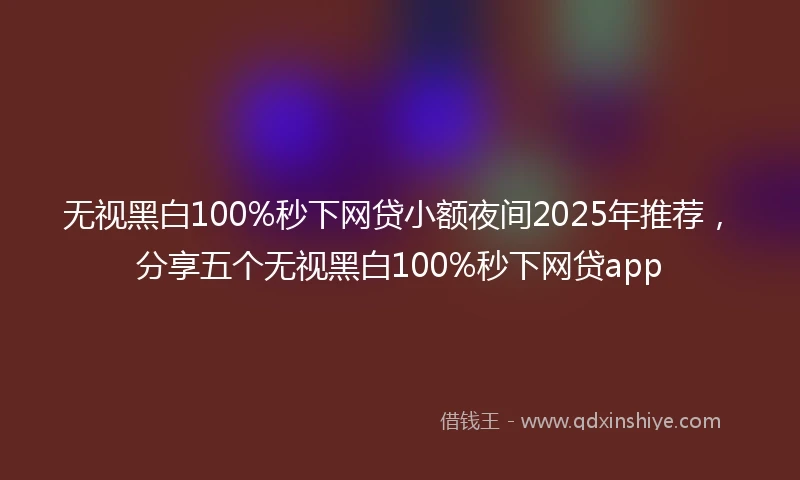 无视黑白100%秒下网贷小额夜间2025年推荐,分享五个无视黑白100%秒下网贷app