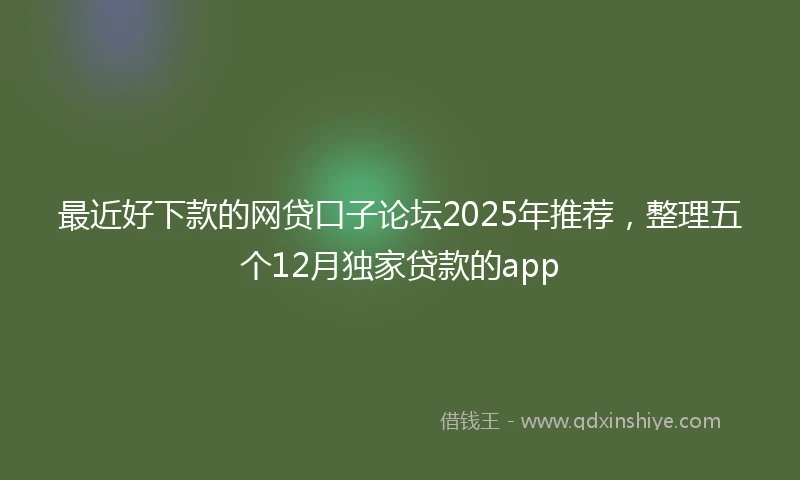 最近好下款的网贷口子论坛2025年推荐,整理五个12月独家贷款的app