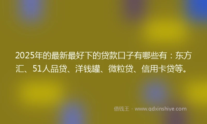 2025年的最新最好下的贷款口子有哪些有:东方汇、51人品贷、洋钱罐、微粒贷、信用卡贷等。