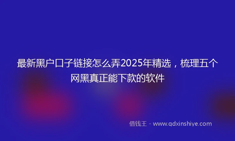 最新黑户口子链接怎么弄2025年精选，梳理五个网黑真正能下款的软件