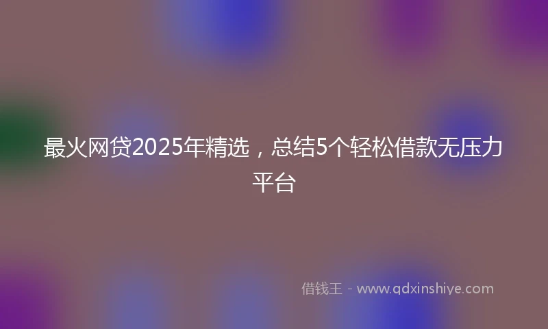 最火网贷2025年精选，总结5个轻松借款无压力平台