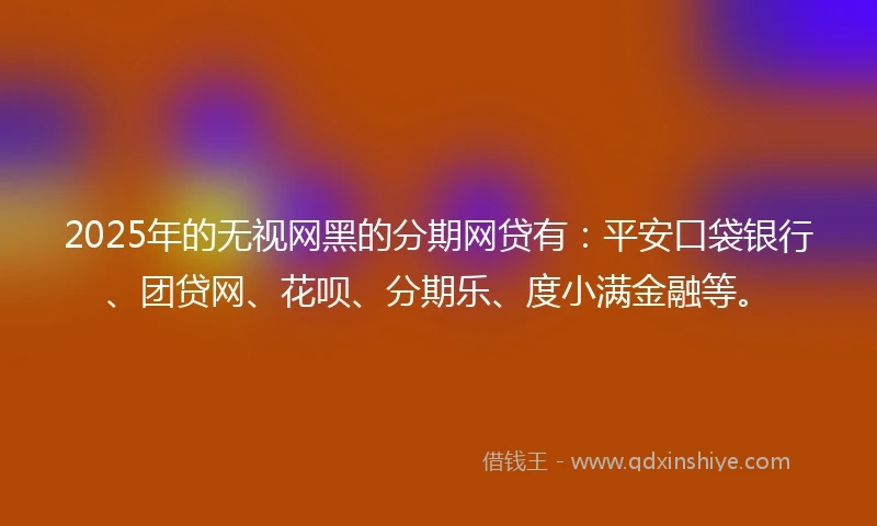 2025年的无视网黑的分期网贷有：平安口袋银行、团贷网、花呗、分期乐、度小满金融等。