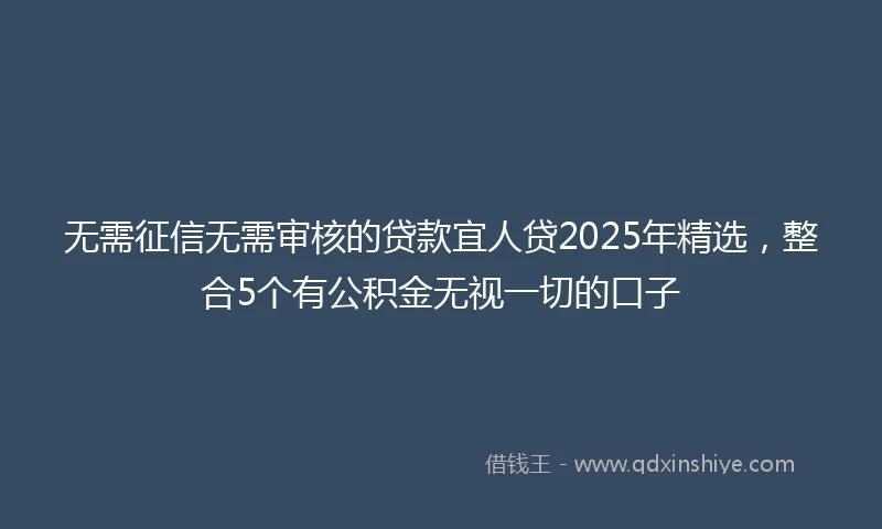 无需征信无需审核的贷款宜人贷2025年精选，整合5个有公积金无视一切的口子