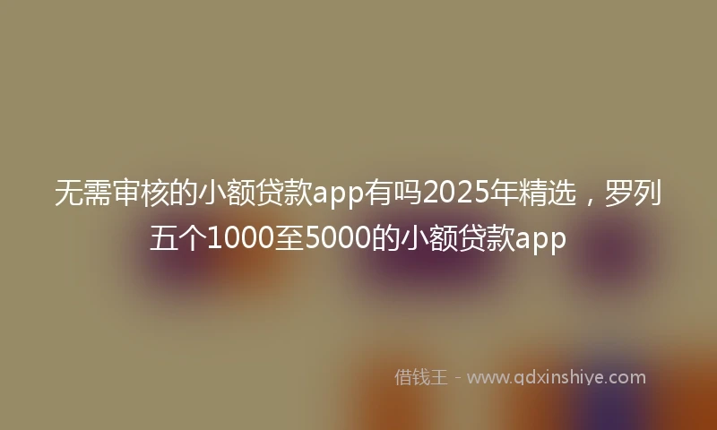 无需审核的小额贷款app有吗2025年精选，罗列五个1000至5000的小额贷款app