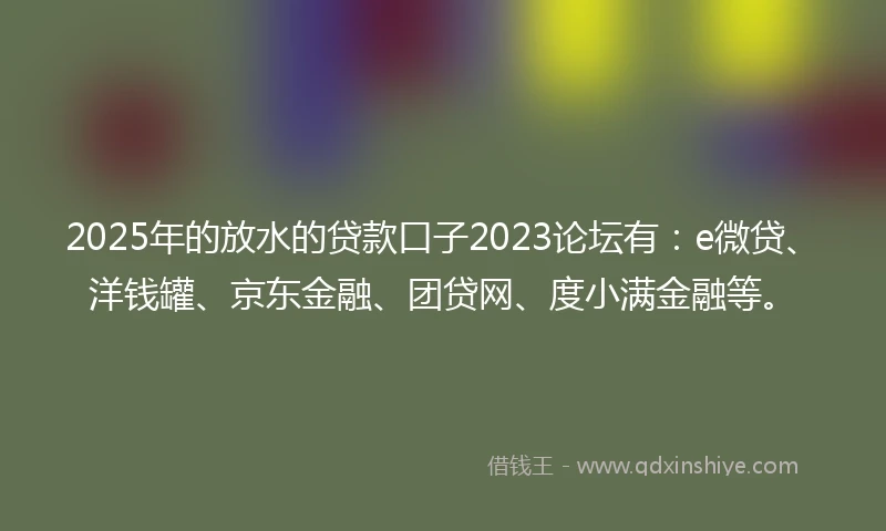 2025年的放水的贷款口子2023论坛有：e微贷、洋钱罐、京东金融、团贷网、度小满金融等。