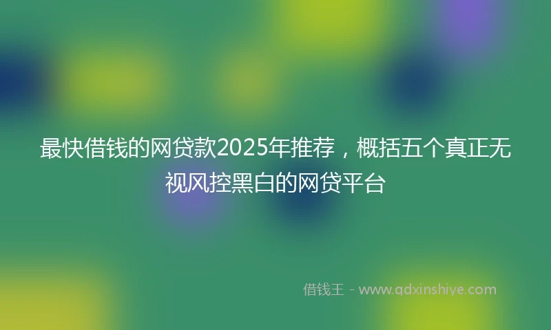 最快借钱的网贷款2025年推荐,概括五个真正无视风控黑白的网贷平台