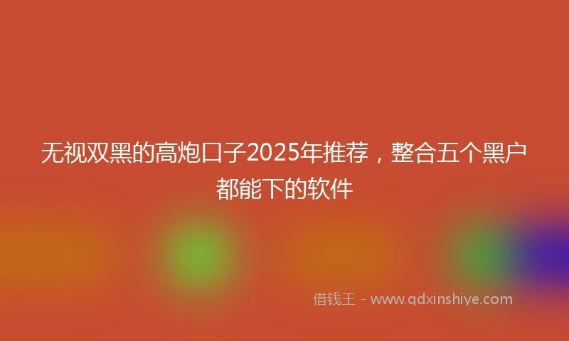 无视双黑的高炮口子2025年推荐,整合五个黑户都能下的软件