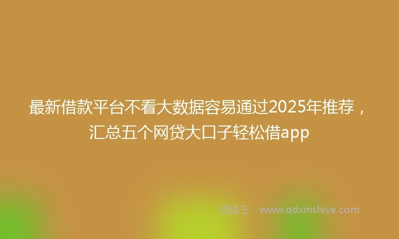 最新借款平台不看大数据容易通过2025年推荐，汇总五个网贷大口子轻松借app