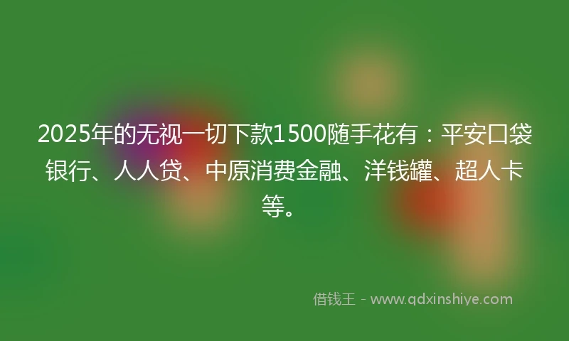2025年的无视一切下款1500随手花有:平安口袋银行、人人贷、中原消费金融、洋钱罐、超人卡等。