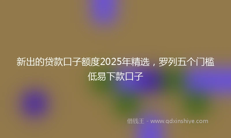 新出的贷款口子额度2025年精选，罗列五个门槛低易下款口子