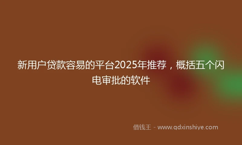 新用户贷款容易的平台2025年推荐，概括五个闪电审批的软件