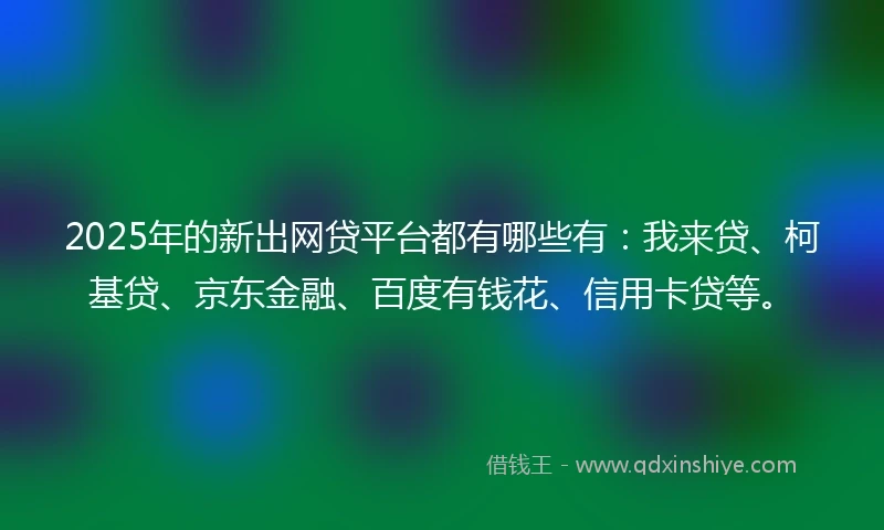 2025年的新出网贷平台都有哪些有：我来贷、柯基贷、京东金融、百度有钱花、信用卡贷等。