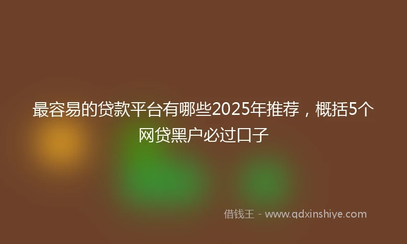 最容易的贷款平台有哪些2025年推荐，概括5个网贷黑户必过口子