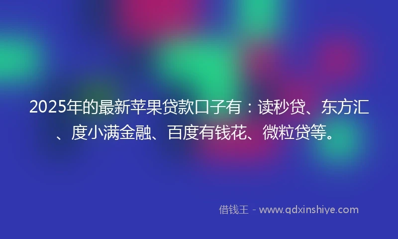 2025年的最新苹果贷款口子有：读秒贷、东方汇、度小满金融、百度有钱花、微粒贷等。