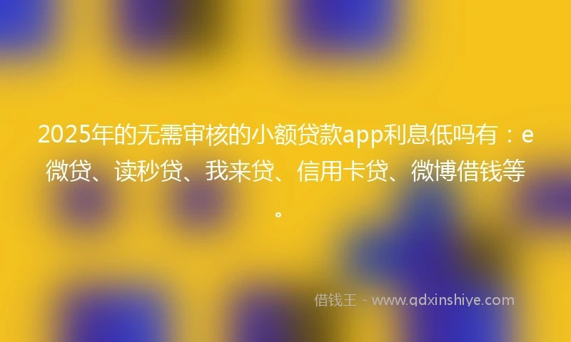 2025年的无需审核的小额贷款app利息低吗有：e微贷、读秒贷、我来贷、信用卡贷、微博借钱等。