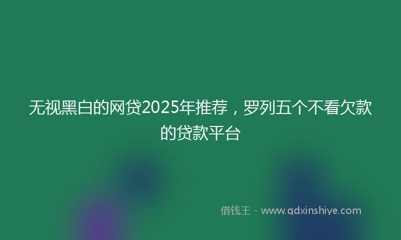无视黑白的网贷2025年推荐，罗列五个不看欠款的贷款平台
