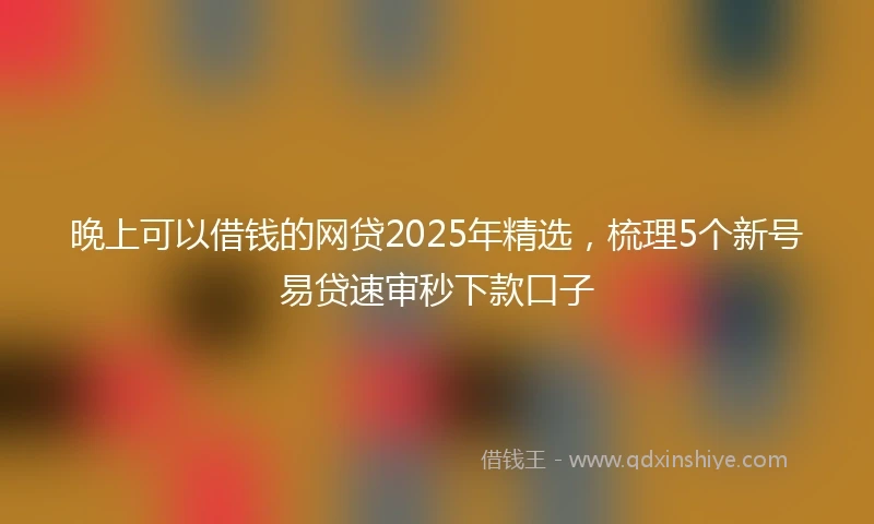 晚上可以借钱的网贷2025年精选，梳理5个新号易贷速审秒下款口子