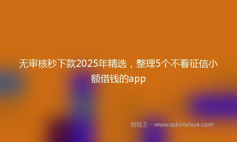 无审核秒下款2025年精选，整理5个不看征信小额借钱的app