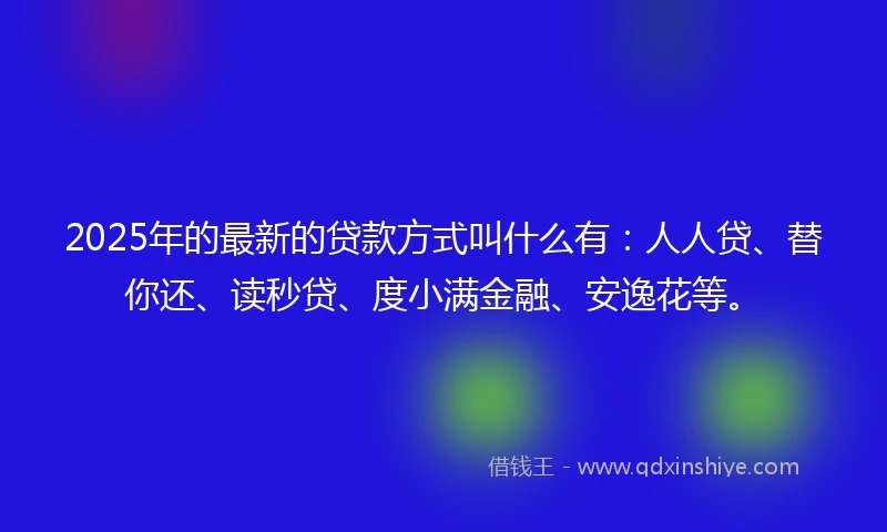 2025年的最新的贷款方式叫什么有：人人贷、替你还、读秒贷、度小满金融、安逸花等。