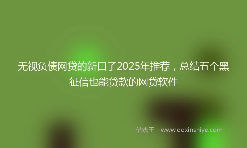 无视负债网贷的新口子2025年推荐，总结五个黑征信也能贷款的网贷软件