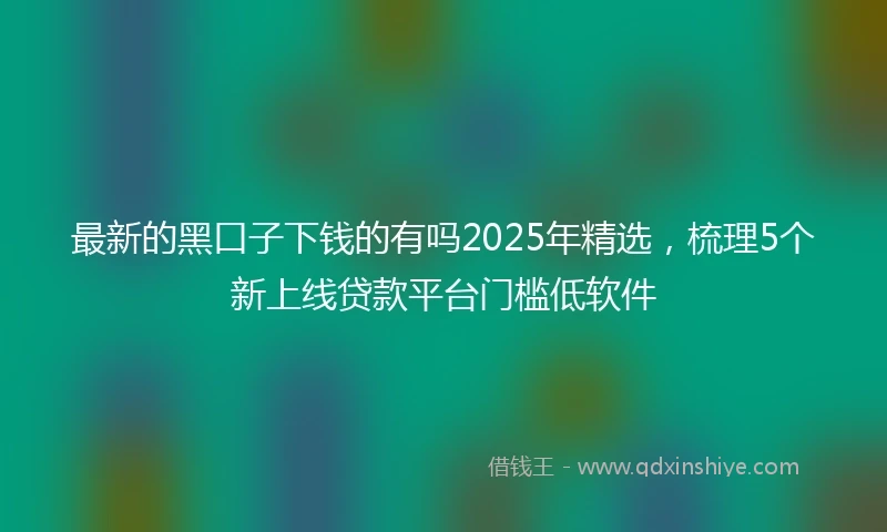 最新的黑口子下钱的有吗2025年精选，梳理5个新上线贷款平台门槛低软件