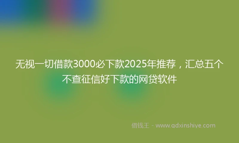 无视一切借款3000必下款2025年推荐，汇总五个不查征信好下款的网贷软件