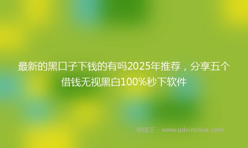 最新的黑口子下钱的有吗2025年推荐，分享五个借钱无视黑白100%秒下软件