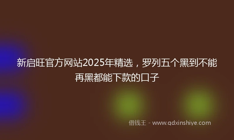 新启旺官方网站2025年精选，罗列五个黑到不能再黑都能下款的口子