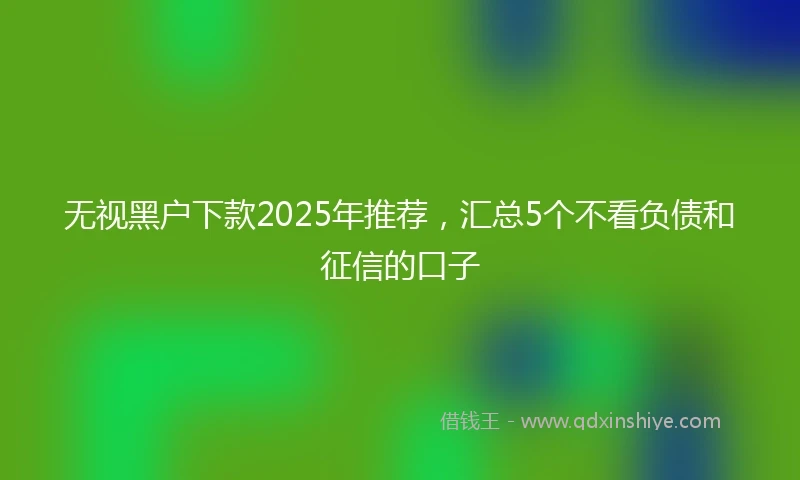 无视黑户下款2025年推荐，汇总5个不看负债和征信的口子