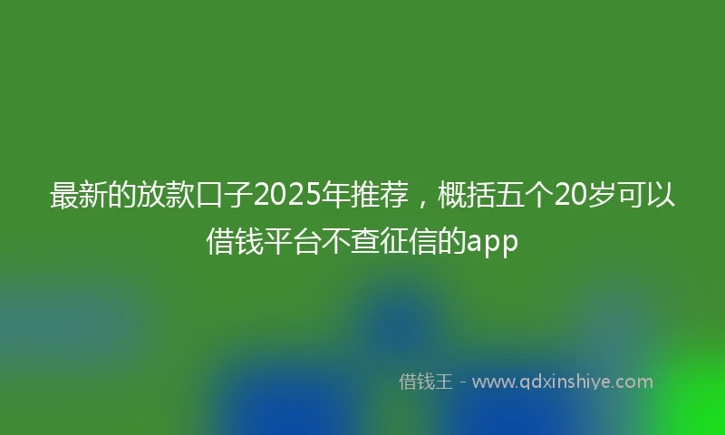 最新的放款口子2025年推荐，概括五个20岁可以借钱平台不查征信的app