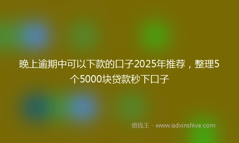 晚上逾期中可以下款的口子2025年推荐，整理5个5000块贷款秒下口子