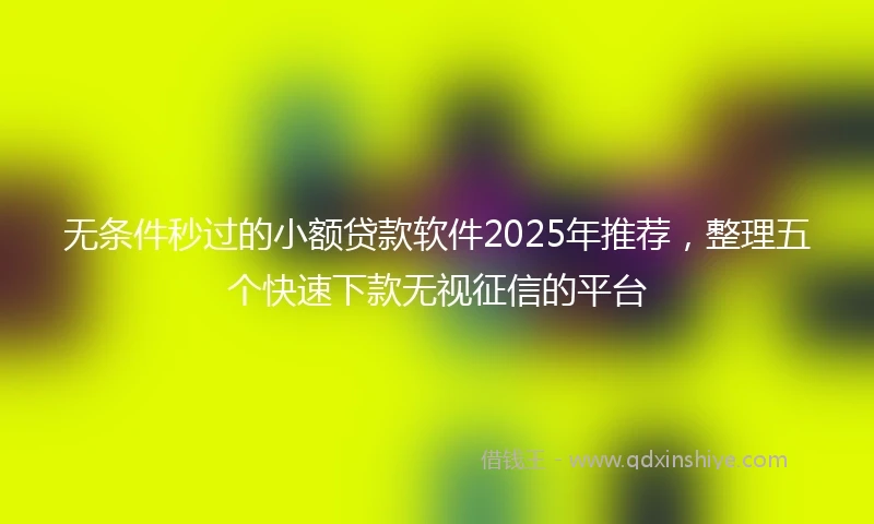 无条件秒过的小额贷款软件2025年推荐，整理五个快速下款无视征信的平台