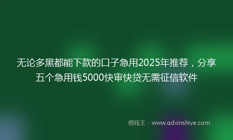 无论多黑都能下款的口子急用2025年推荐，分享五个急用钱5000快审快贷无需征信软件