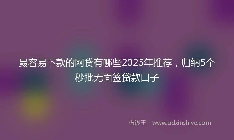 最容易下款的网贷有哪些2025年推荐，归纳5个秒批无面签贷款口子