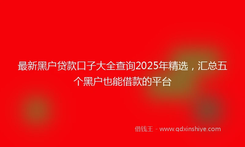 最新黑户贷款口子大全查询2025年精选，汇总五个黑户也能借款的平台