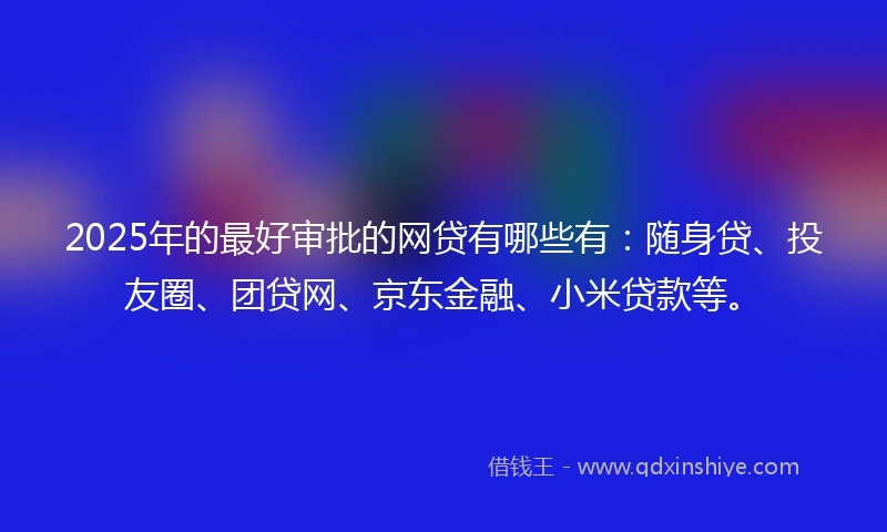2025年的最好审批的网贷有哪些有：随身贷、投友圈、团贷网、京东金融、小米贷款等。