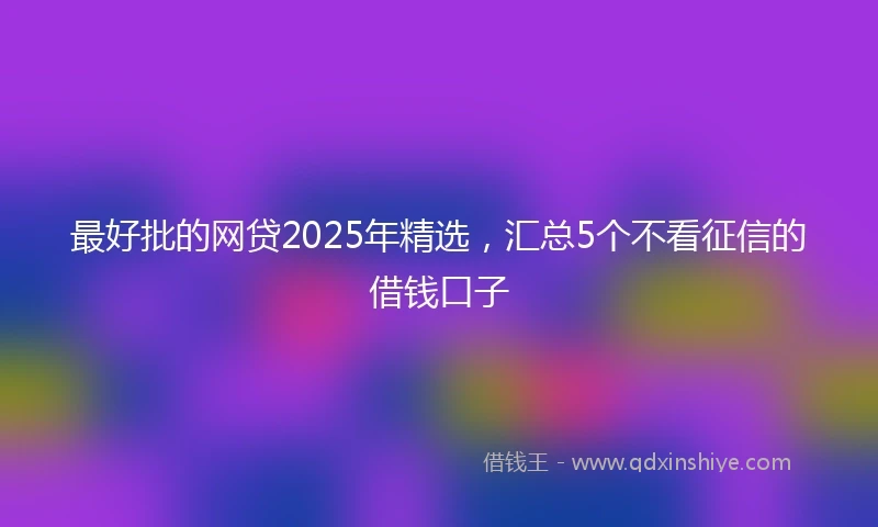 最好批的网贷2025年精选,汇总5个不看征信的借钱口子