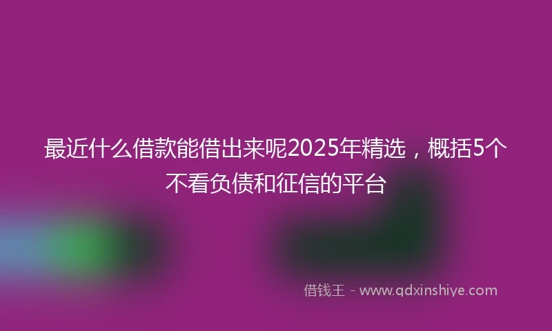 最近什么借款能借出来呢2025年精选,概括5个不看负债和征信的平台