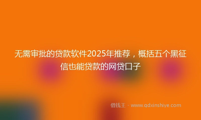 无需审批的贷款软件2025年推荐,概括五个黑征信也能贷款的网贷口子