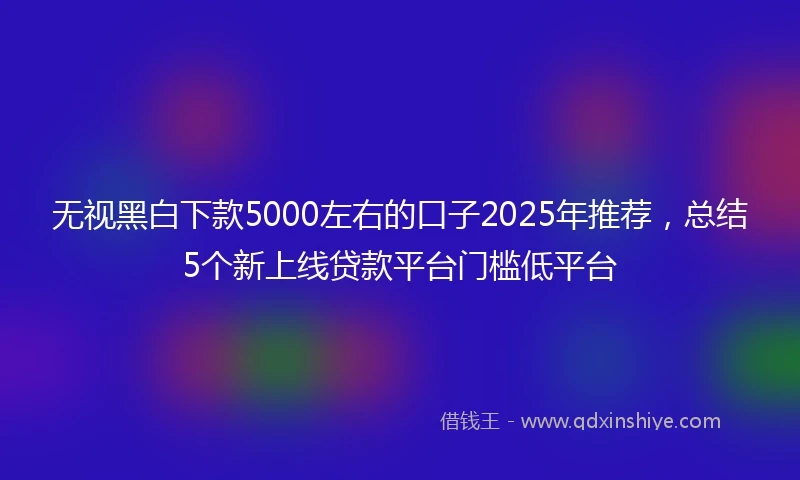 无视黑白下款5000左右的口子2025年推荐，总结5个新上线贷款平台门槛低平台