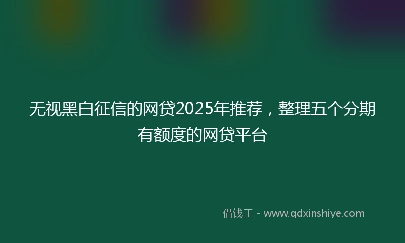 无视黑白征信的网贷2025年推荐，整理五个分期有额度的网贷平台