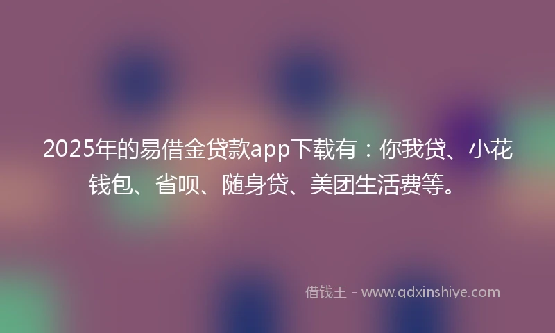 2025年的易借金贷款app下载有：你我贷、小花钱包、省呗、随身贷、美团生活费等。