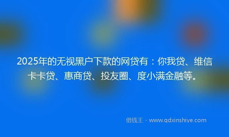 2025年的无视黑户下款的网贷有：你我贷、维信卡卡贷、惠商贷、投友圈、度小满金融等。