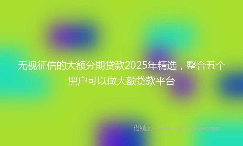 无视征信的大额分期贷款2025年精选，整合五个黑户可以做大额贷款平台
