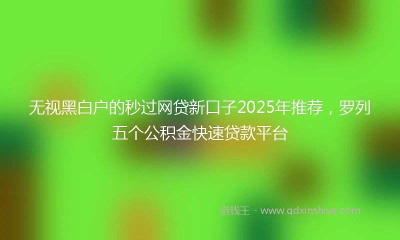 无视黑白户的秒过网贷新口子2025年推荐，罗列五个公积金快速贷款平台